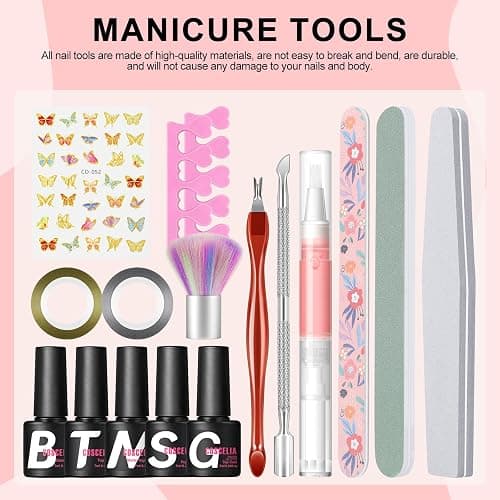 COSCELIA 57pcs Gel Nail Polish Kit with U V light Starter Kit 40 Colors Summer Gel Polish Set 5pcs Top and Base Coat Glossy Matte Glitter Beautiful Nail Stickers Gel Manicure Kit DIY Gifts for Women thumbnail 7