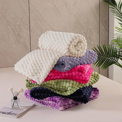Exclusivo Mezcla Extra Large Fleece Throw Blanket for Couch, 50x70 Inches Stylish Jacquard Soft Throw Blanket, Fuzzy Cozy Lightweight for Winter, Ivory thumbnail 9
