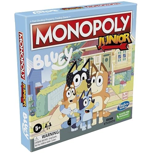 Hasbro Gaming Monopoly Junior Bluey Edition Board Game | Kids Play as Bluey, Bingo, Mum & Dad for Girls & Boys | Ages 5+ (Amazon Exclusive) thumbnail 14