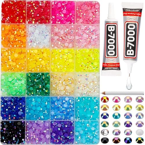 4500Pcs 5mm Rhinestones for Bedazzling, Bedazzler Kit with Rhinestones and Tools, Flatback Resin Jelly AB Colorful Rainbow Crystals Gems Set with Glue for Nail Art Crafting Clothes Crafts - Image 1