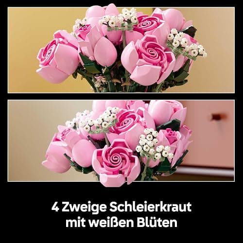LEGO Botanicals Rosa Rosenstrauß - Set mit Kunstblumen für Erwachsene - 12 künstliche Rosen & 4 Zweige Schleierkraut als DIY Deko - Geschenkidee für Frauen - 10374 thumbnail 6