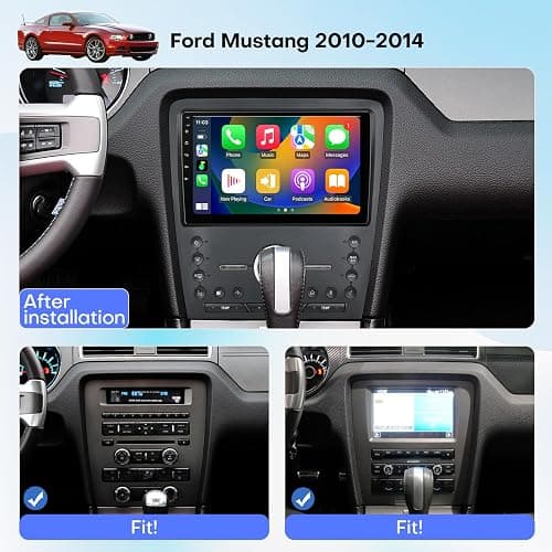 Car Radio for Ford Mustang 2010 2011 2012 2013 2014 Upgrade Replacement with CarPlay 10 inch Touch Screen Android Auto Bluetooth GPS SWC WiFi Backup Camera thumbnail 2