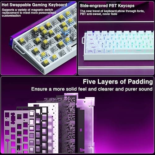 AULA Hero 68 HE 60% Gaming Keyboard Wired, Hall Effect Magnetic Switch Keyboard with 8K Hz Polling Rate, Side Printed PBT Keycaps, RGB Backlit Light Box, Customizable Web Software for PC/Mac Gamers thumbnail 8