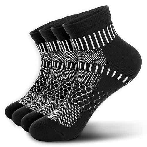 IRAMY Ankle Compression Socks for Men Women Cushioned Running Athletic Socks Plantar Fasciitis Relief 2/4/6 Pairs - Image 1
