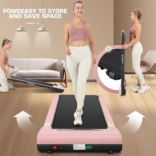 Under Desk Walking Pad for Home Office - 2.5 HP Portable Treadmill With 300 lb Capacity, Compact Jogging Running Machine, Remote Control and LED Display thumbnail 7