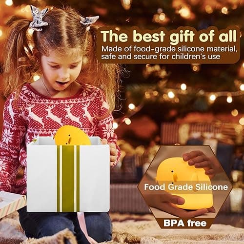 VTIGER Why Duck Night Light, LED Squishy Cute Lamp, Silicone Duck Light for Kids, Dimmable Girls Baby Bedroom Nightlight, Rechargeable Touch Lamp for Breastfeeding Nursery Decor - ‎Duck Yellow thumbnail 6