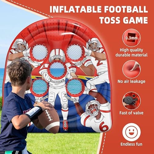 Funast 6FT Giant Inflatable Football Target Toss Game - Fun Kids Indoor Outdoor Party Throwing Football Games, Carnival Games for Backyard & Tailgate thumbnail 5