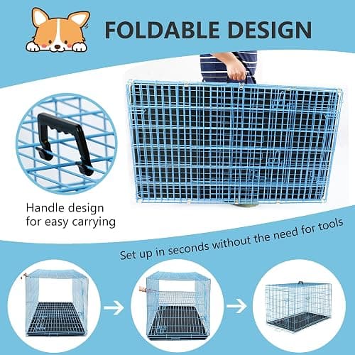 blue metal dog crate thumbnail 6