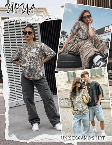 UOUA Women Oversized Graphic T-Shirt Casual Cotton Tees Printed Summer Tops thumbnail 5