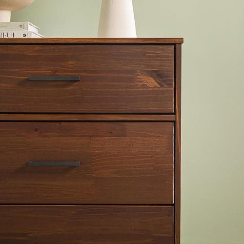 Walker Edison Sloane 6-Drawer Solid Wood Dresser with Metal Handles, 52 Inch, Walnut thumbnail 7