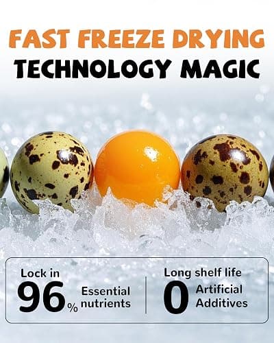 PAWUP Freeze Dried Cat & Dog Treats, Natural Quail Egg Yolk, Single Ingredient, High-Protein Pet Snacks for Skin & Coat Health, No Artificial Additives, 9.2 oz thumbnail 3