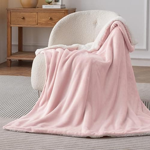 Bedsure GentleSoft Sherpa Fleece Throw Blanket for Couch - Thick and Warm Throw Gifts for Women and Girls, Soft Fuzzy Plush Christmas Blanket for Winter, Room Home Decor, Pink, 50x60 Inches thumbnail 2