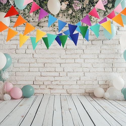 Alainzeo 48pcs Rainbow Pennant Banner, Triangle Bunting Flag Banners for Birthday Party Decoration, Baby Shower, Classroom Decor, Reusable Triangle Flags Bunting, Colorful thumbnail 2
