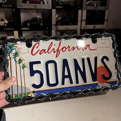 OPUHOHR 2Pcs Barbed Wire Design License Plate Frame, Universal | Car Frame with Screws, Personalized License Cars for Men and Women thumbnail 7