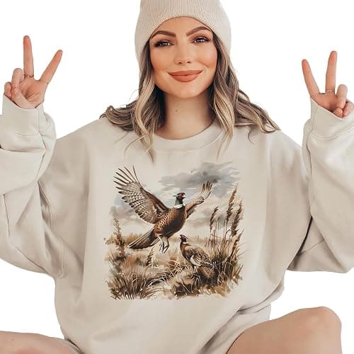Vintage Pheasant Wilderness Scene Sweatshirt - 90s Vintage Pheasant Bird Sweatshirt - Scenic Fall Upland Hunting Nature Sweater - Unisex Graphic Crewneck Sweatshirt thumbnail 5