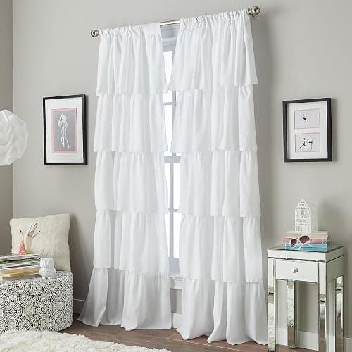 Curtainworks Flounced Curtain Panel, 84-inch, White,1Q82460GWT - Image 1