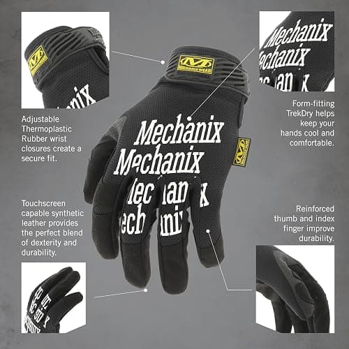 Mechanix Wear Original Work Gloves - Multi-Purpose Outdoor Work Gloves - Secure Fit - Durable & Machine Washable - Breathable & Comfortable - X-Large - Black thumbnail 4
