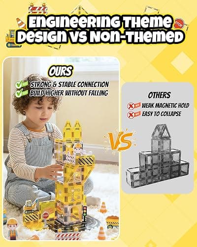 LADFAR Magnetic Tiles for Kids, Construction Magnetic Building Blocks,37pcs STEM Educational Magnet Toys, Ideal Gift for Boys & Girls for Christmas & Birthday thumbnail 6