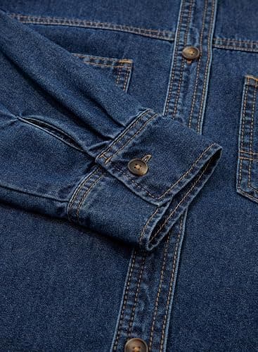 Sidefeel Women Denim Shirts Oversized Long Sleeve Button Down Blouse V Neck Casual Top Shackets thumbnail 7