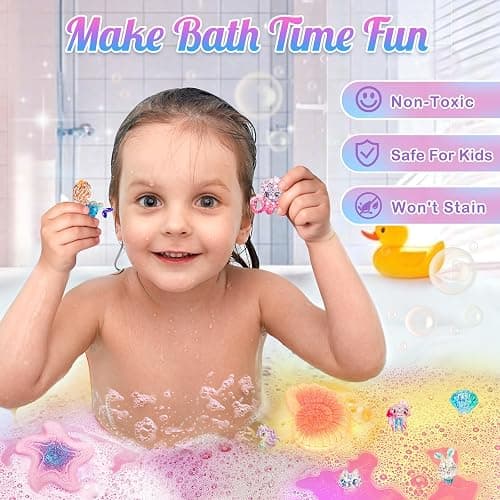 Mermaid Bath Bombs for Kids with Surprise Toys Inside, 8 Pcs Organic Natural Bubble Bath Bombs for Girls,Christmas Birthday Gift for 3 4 5 6 7 8 Year Old Girl,Princess Bath Bomb Kit with Mermaid Toys - Mermaid thumbnail 5