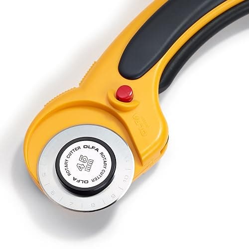 Prym 611393 Rollschneider Comfort 45 mm | Stoffschneider mit ergonomischem Soft-Griff | Für präzise Schnitte durch Stoff, Papier & Leder | Ideal für Rechts- & Linkshänder | Gelb thumbnail 2