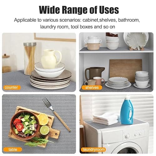 Songrey Non-Slip Shelf Cabinet and Drawer Liner, 12IN x 20FT, Dark Gray | No Adhesive Residue, Strong Grip, Thick PVC Mat, for Kitchen Shelves, Bathroom Drawers, Home Essentials, Snip to Fit thumbnail 6