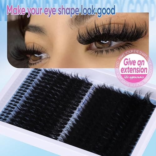CORUSCATE Lash Clusters with Spikes Bottom Lashes 160D+260D Cluster Eyelash Extensions 3D Volume Individual Lashes Wispy 12-22mm Long Cluster Lash Mega Dramatic Full Look Strip Lash Extension thumbnail 3