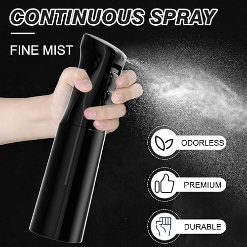 IMPORX Continuous Spray Bottle for Hair 2 Pack (10.1oz/300ml) Home Essentials Spray Bottles for Cleaning Empty Ultra Fine Water Mister Sprayer for Hairstyling Garden Plants Curly Hair Perfume, Black thumbnail 3