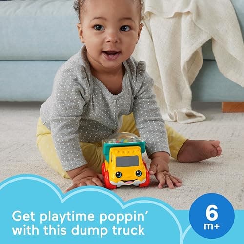 Fisher-Price Baby Toy Poppity Pop Dump Truck Push-Along Vehicle with Fine Motor Activities for Infants Ages 6+ Months thumbnail 3