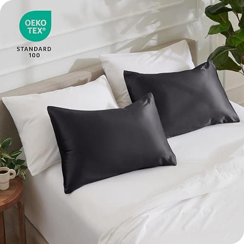 Bare Home Satin Pillowcases for Hair and Skin - 2 Pack King (20x36) - Luxury Pillowcases - Envelope Enclosure - Soft and Smooth Satin - Breathable - Similar to Silk (Forged Iron Grey, 2 Pack) thumbnail 7