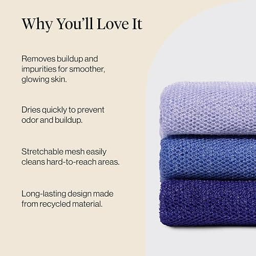 Kitsch African Net Sponge – Exfoliating Body Scrubber for Cleansing & Gentle Daily Exfoliation – Stretchable Bath Sponge for Hard-to-Reach Areas, Long-Lasting Shower Essential - Ocean Blue, 3 Pcs thumbnail 4