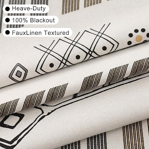 ColorBird 100% Boho Blackout Curtains 2 Panels 84 Inch Black White Western Southwest Aztec Thermal Black Out Patterned Curtain Drapes for Living Room Bedroom thumbnail 7