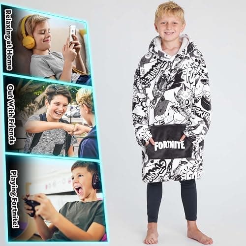 Fortnite Blanket Hoodie for Boys Teens Oversized Fleece Pullover Hooded Sweatshirt Wearable Blanket Gamer Gifts for Boys thumbnail 3