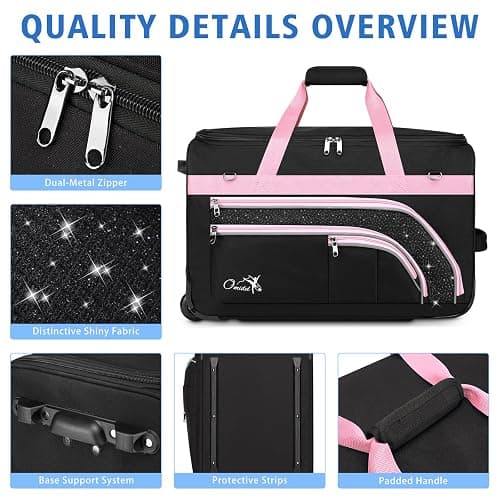 Dance Bag with Garment Rack, 23" Rolling Dance Suitcase Competition Duffle Bag with Garment Rack & Wheels | Versatile Compartments, Upgraded Stable System for Dance Shows, Travel, Cheer, Recital thumbnail 8