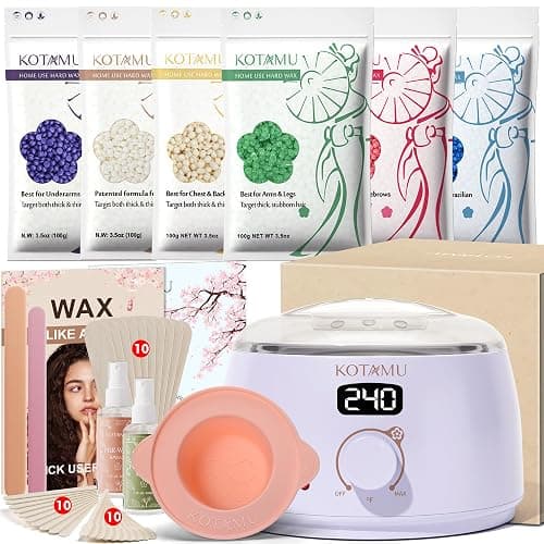 KOTAMU Waxing Kit for Women & Men, Wax Warmer for Hair Removal, Digital Wax Kit with SiliconePot,Ideal for Face Eyebrow Arm Legs Armpit &Sensitive Skin, Purple Waxing Machine With 44 Accessories - Image 1