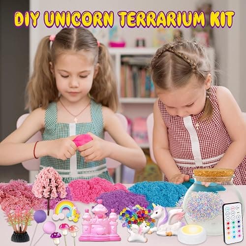 7july Unicorn Terrarium Crafts Kit for Kids-LED Night Light Up & Remote Unicorn Birthday Gifts Toys for Girls Ages5 6 7 8 9 10 Year Old-Christmas Gifts for Girls thumbnail 2