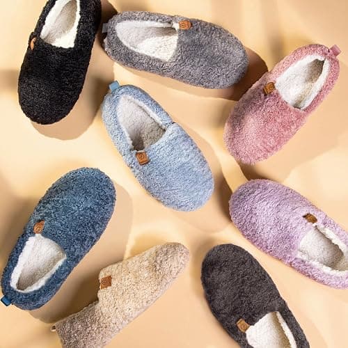 EverFoams Women’s Soft Curly Full Slippers Memory Foam Lightweight House Shoes Cozy Loafer with Polar Fleece Lining thumbnail 7