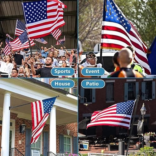 Barcetine Black Flag Poles for Outside House - 5ft Tangle Free Flag Pole for House,Heavy Duty Metal Flagpole,Outdoor Flagpoles Residential for Porch,Fence (Without Bracket) thumbnail 8