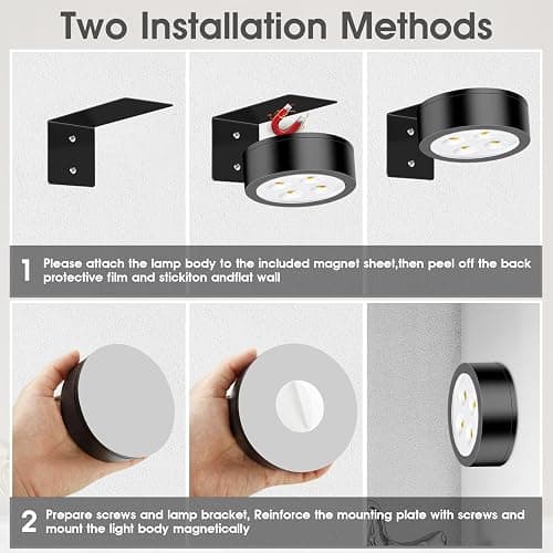 SIXDEFLY Picture Lights for Wall, 3 Lighting Modes Magnetic Art Display Light,Rechargeable Battery Operated Led Painting Light with Remote Control Dimmable & Timer,3Pack Black thumbnail 5