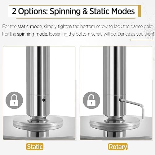 Yaheetech Professional Dance Pole Spinning Static Dancing Pole Portable Removable 45mm Dance Pole Kit for Exercise Club Party Pub Home w/Tools, Silver/Gold thumbnail 6