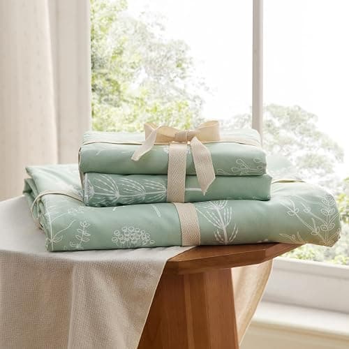 Bedsure Double Duvet Cover Set - Reversible Green Duvet Cover with Zipper Closure, 3 Pieces Floral Patterned Bedding Set with 8 Corner Ties and 2 Pillowcases, 200x200cm thumbnail 7
