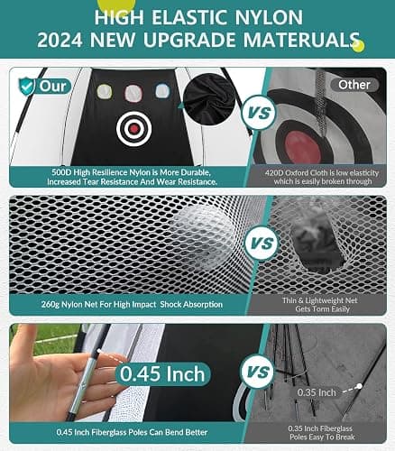 Golf Net: 10x7FT Golf Practice Net for Backyard Driving, Hitting Net with Tri-Turf Mat, Indoor Training Chipping Aid Nets with Reduce Noise Nylon Target, Gifts for Men/Dad/Him thumbnail 2