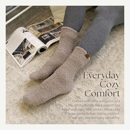 BEARPAW 4 Pair Pack Cozy Super Soft Lounge Socks Multi Pattern Crew Socks thumbnail 4