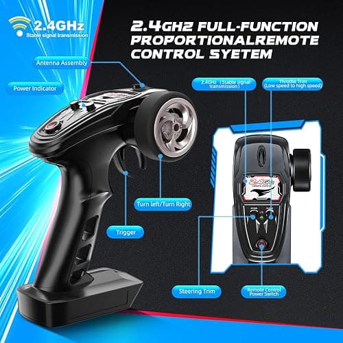 1:18 Scale All Terrain RC Cars, 40 KPH High Speed 4WD Electric Vehicle with 2.4 GHz Remote Control, 4X4 Waterproof Off-Road Truck with Two Rechargeable Batteries thumbnail 6