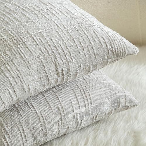 MANDIOO Pack of 2 Soft Chenille Textured Throw Pillow Covers Lumbar Accent Solid Decorative Cushion Cover Cozy Farmhouse Pillow Case for Couch Sofa Bed Living Room 12x20 Inch Pearl Gray thumbnail 5