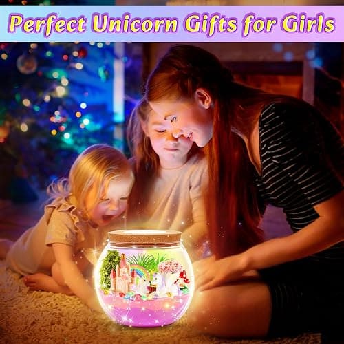 Hannstar Unicorn Terrarium Crafts Kit for Kids-LED Night Light Up & Remote Unicorn Birthday Gifts Toys for Girls Ages5 6 7 8 9 10 Year Old-Christmas Gifts for Girls thumbnail 4