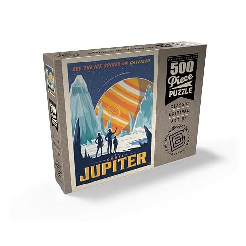 MyPuzzle Jupiter: Ice Spires of Callisto, Vintage Poster - Premium 500 Piece Jigsaw Puzzle for Adults thumbnail 2
