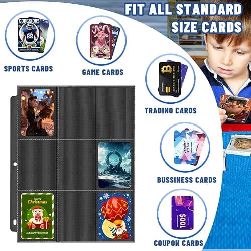 900 Pockets Trading Card Binder Sleeves, Baseball Card Sleeves Fit for Standard Size Sport Cards, Baseball Card Holder for 3 Ring Binder thumbnail 2