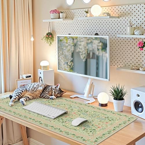 iCasso Desk Mat for Keyboard and Mouse, Large Mouse Pad, Desk Pad Mat, Anti-Slip Big Mousepad with Stitched Edges for Computer Desktop(Light Green) thumbnail 6