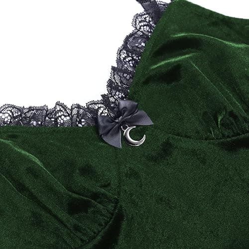 TSMNZMU Womens Gothic Lolita Dress Velvet Moon Camisole Dresses Sleeveless Punk Grunge Emo Dress Goth Alt Witchy Fairy Dress thumbnail 4